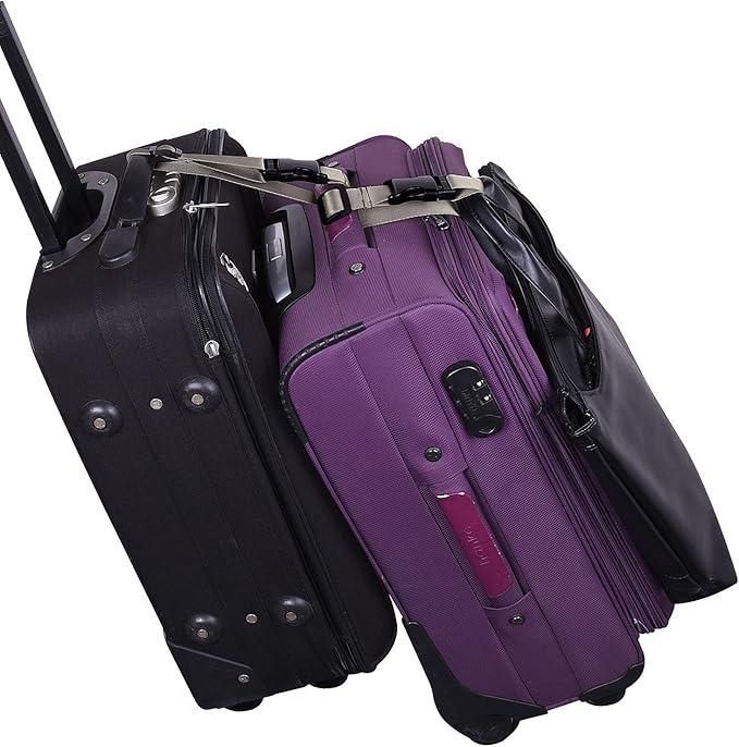 Wisdompro 2 Pcs Add a Bag Luggage Strap, Heavy Duty Adjustable Suitcase Belt Travel Attachment Travel Accessories for Connecting Your Luggage Together - Khaki