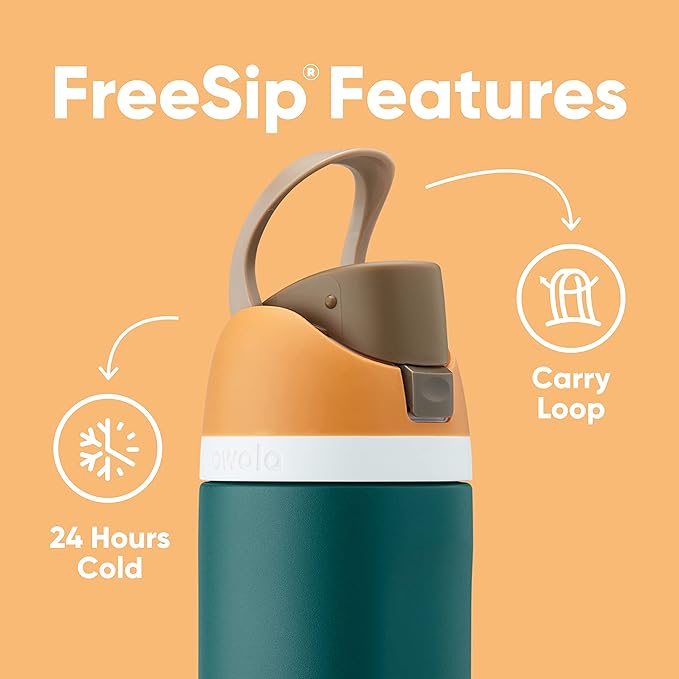Owala FreeSip Insulated Stainless Steel Water Bottle with Straw, BPA-Free Sports Water Bottle, Great for Travel, 24 Oz, Boneyard (Pack of 6)