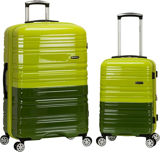 Rockland Melbourne Hardside Expandable Spinner Wheel Luggage, Two Tone Green, 2-Piece Set (20/28) (F225-2TONEGREEN)