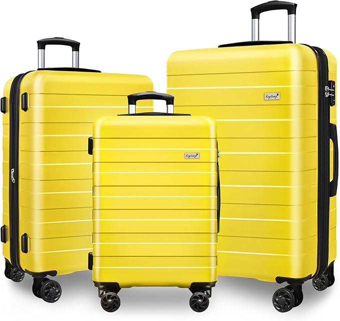 Zebra Luggage Sets 3 Piece, 20" Carry On Luggage with Spinner Wheels, Hardside Business Travel Suitcase Set with TSA Lock, Lightweight Suitcase,20/24/28 inch,Yellow