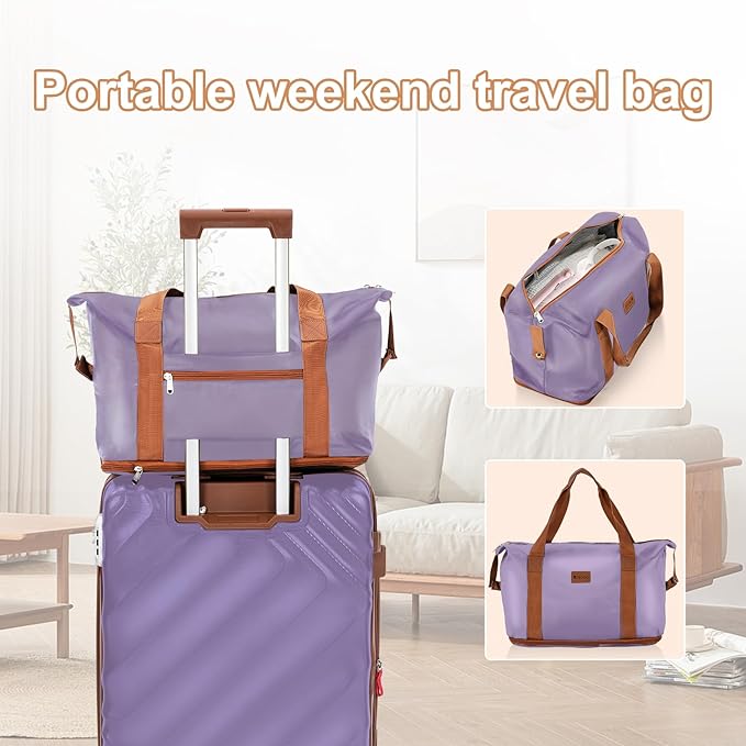 5 piece Luggage Set Expandable Suitcase 22x14x9 Airline Approved Carry on, ABS Hard Case Suitcases with Spinner Wheels, TSA Lock (Purple)