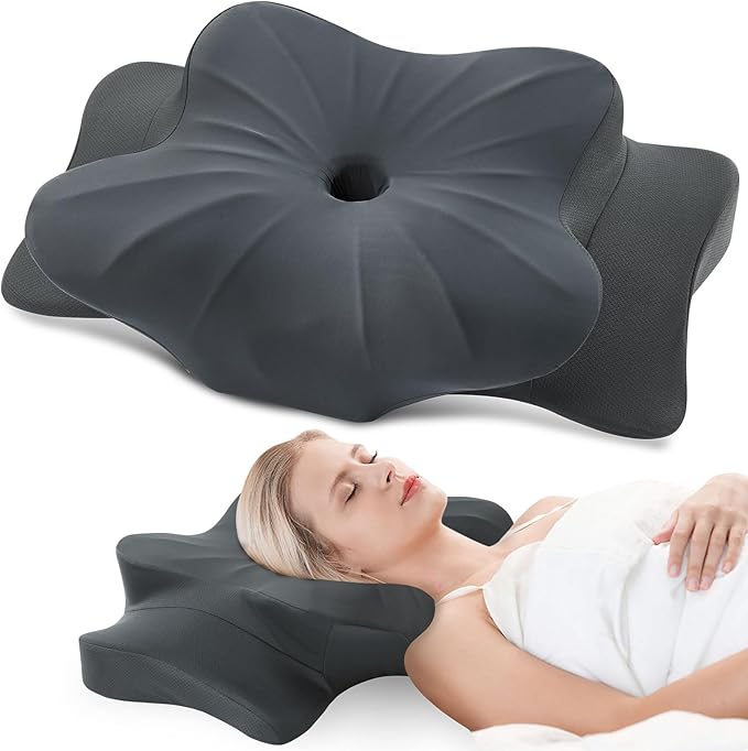 DONAMA Cervical Pillow for Neck and Shoulder Pain Relief, Cooling Contour Memory Foam Pillow, Dual-Height Ergonomic Neck Support Pillow for Side Back Stomach Sleepers with Removable Pillowcase