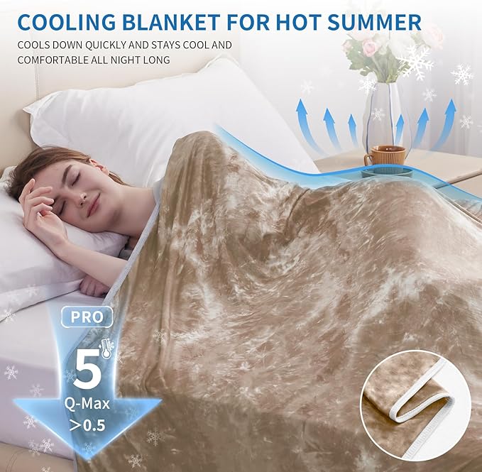 Guohaoi Cooling Blanket (90"x108"King Size) for HotSleepers,Decortive Tie Dye,Absorbs Heat to Keep Body Cool for Night Sweats,Arc-Chill Q-Max >0.5 Cool Fiber,Keep Cool,Hypo-Allergenic,All-Season.