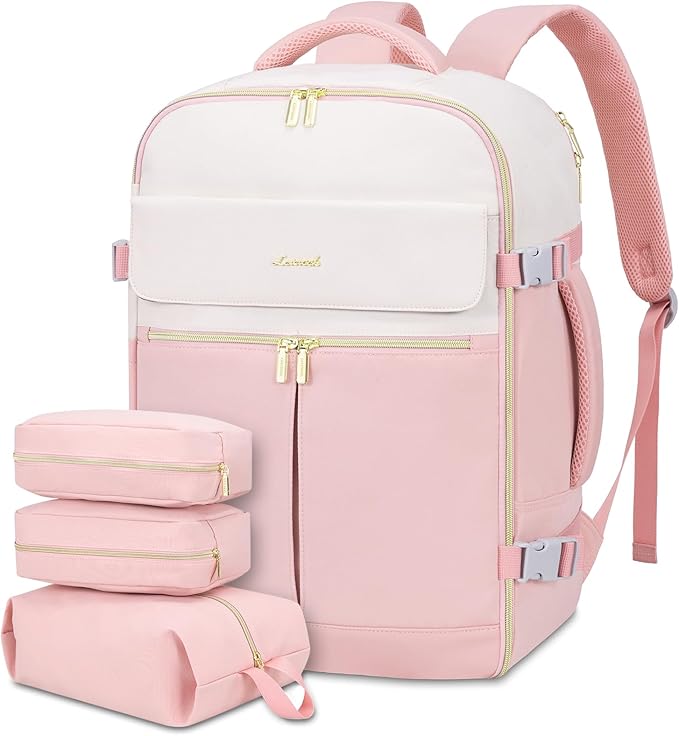 LOVEVOOK 40L Large Travel Backpack for Women, Flight Approved, Waterproof, TSA Compliant, Fits 17.3'' Laptop, 17 Pockets, 3 Packing Cubes