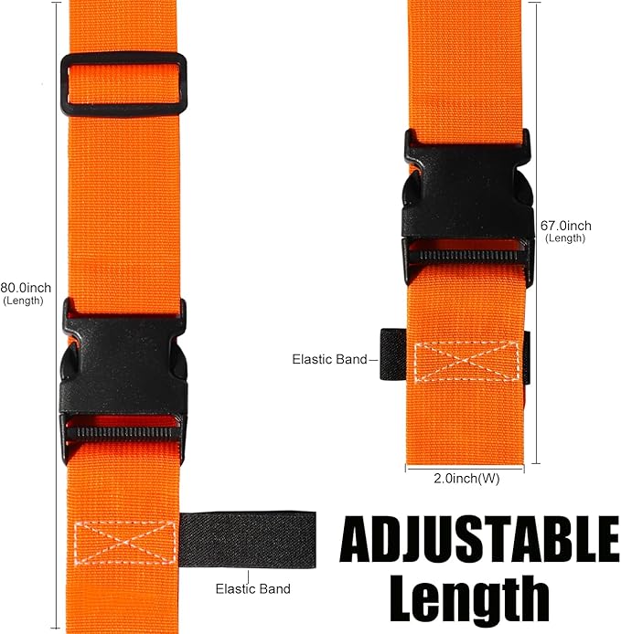 Luggage Straps for Suitcases TSA Approved-2 Pack Bright Personalized Luggage Belt Strap for Suitcase/Carry On Bag Luggage Accessories for Travel (Neon Orange)