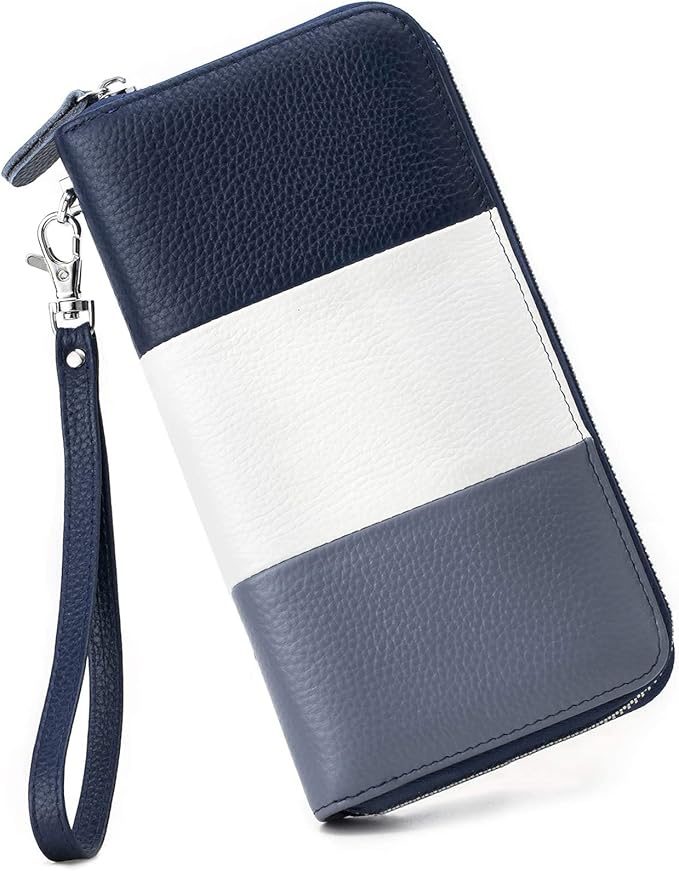 Moflycom Womens Wallet RFID Blocking Genuine Leather Multi Credit Card Large Capacity Zip Around Clutch Travel Purse Wristlet