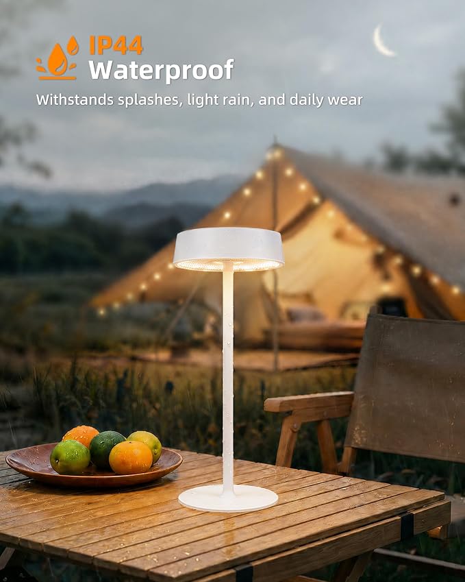 EZVALO Cordless Lamp, Rechargeable Table Lamp, Battery Operated | Portable Outdoor Waterproof, 3 Color Temps RGB, Dimmable Touch Control, LED Memory Function, Restaurant Dining Patio White1Pc