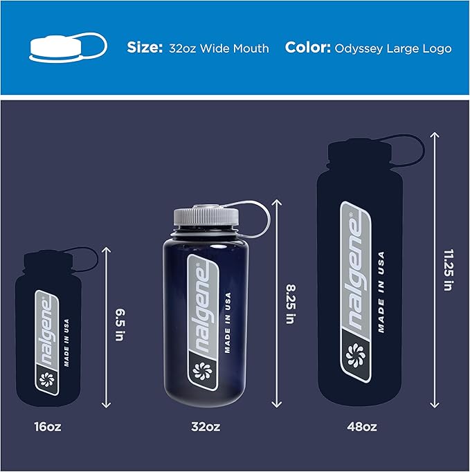 Nalgene 32 oz Wide Mouth Water Bottle | BPA-Free, Durable & Leak Proof, Lightweight Bottle for Hiking & Gym, Work & Travel