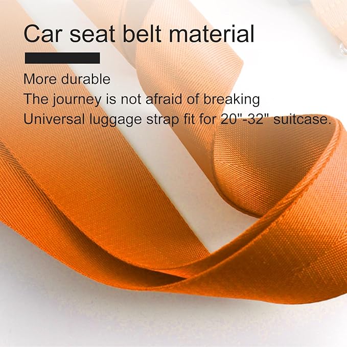Veki Luggage Straps, TSA Approved Travel Luggage Packing Straps, Buckle Luggage Tags, Suitcase Belt Straps, Cordless Luggage, Add-On Bags, Accessory Buckle Straps and Packing Straps (Orange)