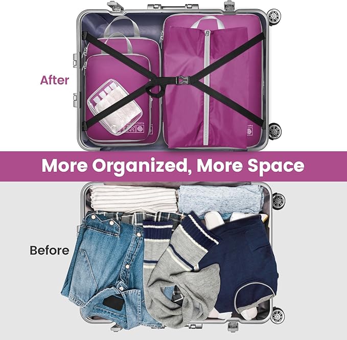 Cambond Compression Packing Cubes for Travel Women - Lightweight Luggage Organizers Bag Packing Cubes for Carry on Suitcases