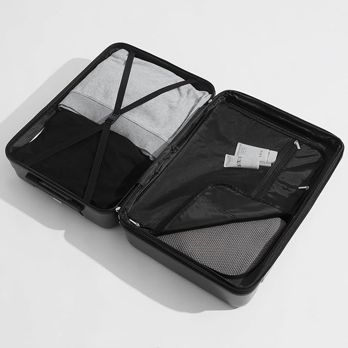 Quatish Checked Luggage 26 inch Large Hard Shell Suitcase with Spinner Wheels, Expandable Durable Luggage with TSA Lock, Smooth Rolling Wheel for Lightweight Travel for Men Women, Grey