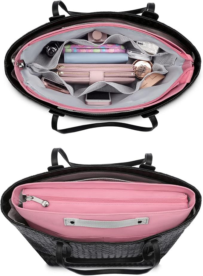 HyFanStr Purse Organizer Insert for Handbags,Tote Bag Organizer Insert Zipper Bag for Women, Handbag Organizer Inside Liner with 15 Pockets