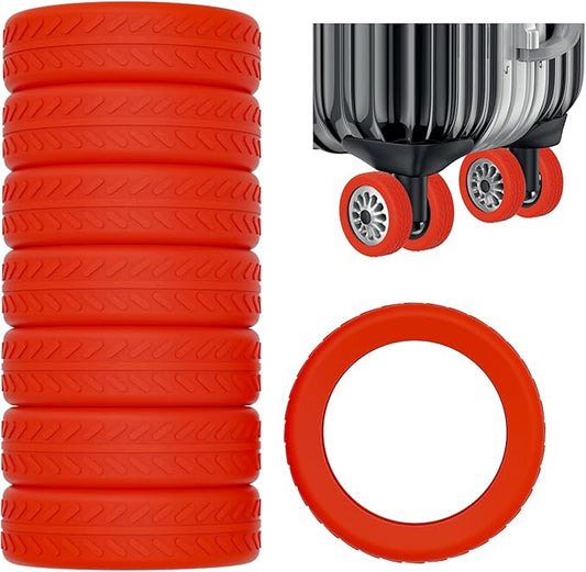 AWINNER Luggage Wheel Covers 8 Pack Upgraded,Silicone Luggage Wheel Protector Covers for most 8 Spinner Wheel Suitcases or Office Chair Caster,Durable,Mute and Shock Absorption (Red)