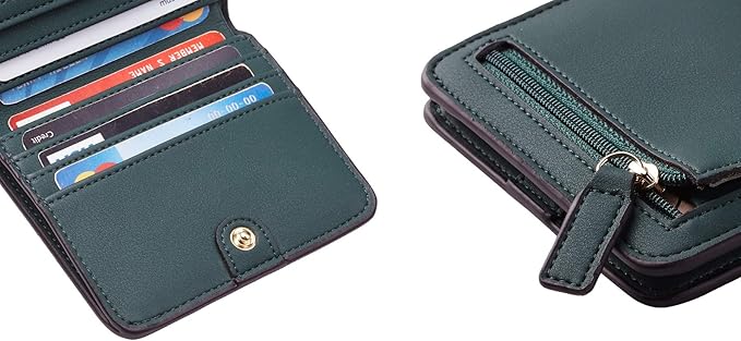 Toughergun Women’s Small Slim Leather Wallet with RFID Protection, Compact Bifold Mini Purse with Clear ID Window
