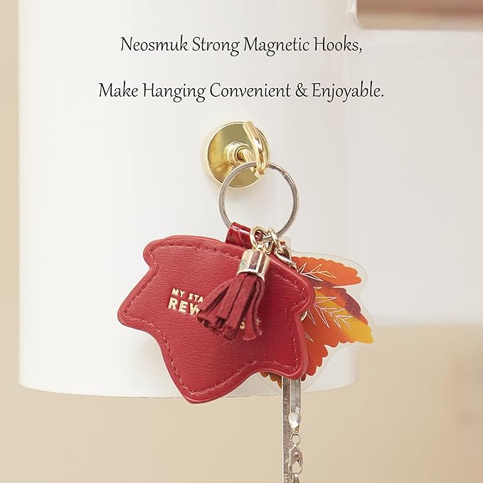 Neosmuk Magnetic Hooks,Heavy Duty Earth Magnets with Hook for Refrigerator, Extra Strong Cruise Hook for Hanging, Magnetic Hanger for Curtain, Grill(Gold, 6 Pack)