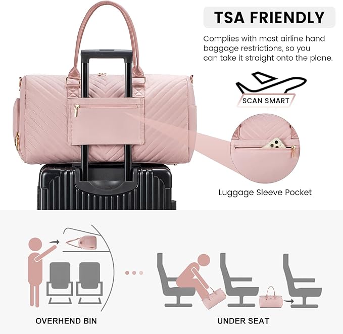 LOVEVOOK Travel Duffle Bag, Weekender Bag for Women with Toiletry Bag, Carry on Overnight Bag with Shoe Compartment, Gym Duffel Bag with Wet Pocket, Mommy Hospital Bags for Labor and Delivery