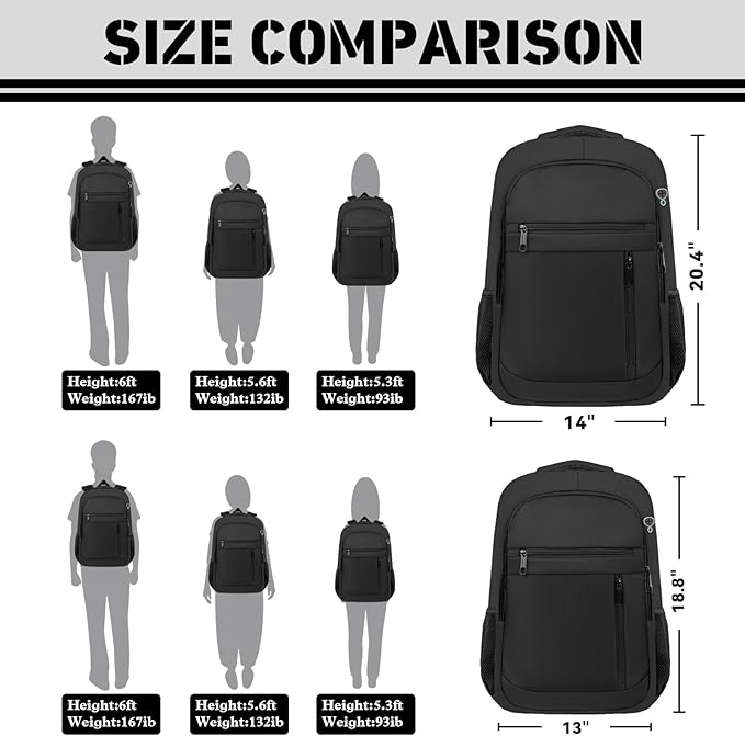 LifetimeWarranty Travel Backpack for Men, Lightweight 40L Business Laptop Backpack with 17.3 Inch Laptop Compartment, Daypack for Flight, Durable Water Resistant Bookbag, Hiking, Work Backpack, Black