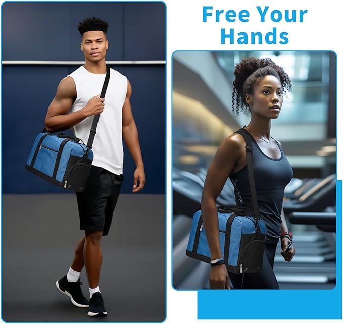 Small Gym Bag 14 inch lightweight Carry On Mini Duffel Bag with Shoe Compartment for Travel Sport - Blue