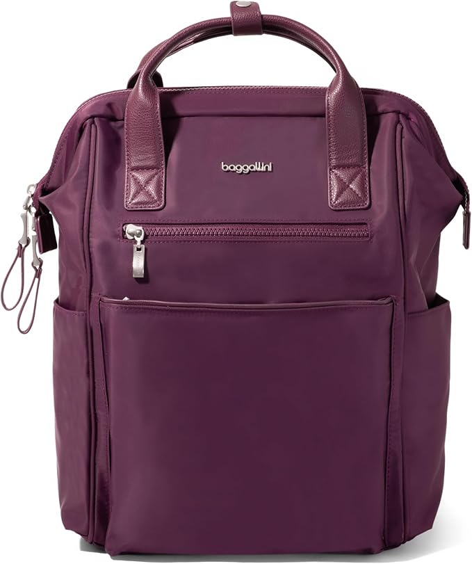 Baggallini Soho Backpack - Travel Laptop Backpack for Women - Lightweight Water-Resistant Luggage Bag, Mulberry
