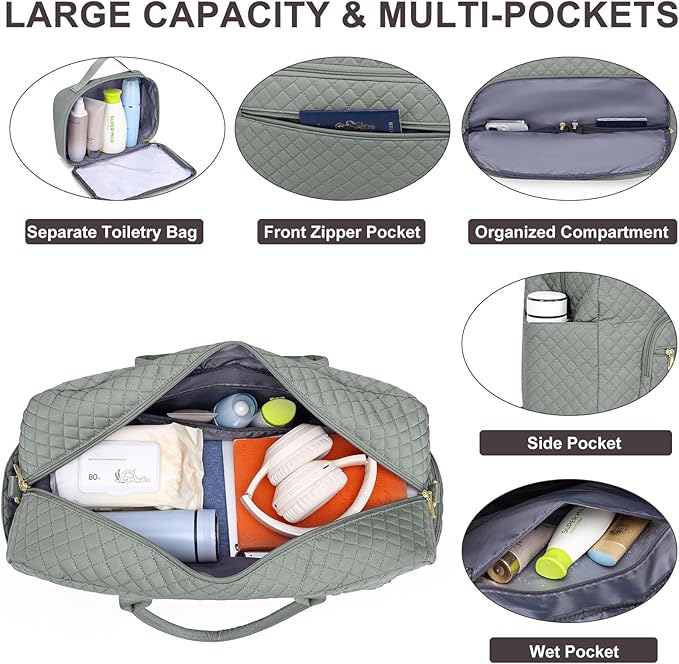 Travel Duffle Weekender Bags for Women - Weekend Bag Women with Shoe Compartment Carry On Overnight Bag with Toiletry Bag Duffel Bags Wet Pocket for Gym Hospital Bags for Labor and Delivery