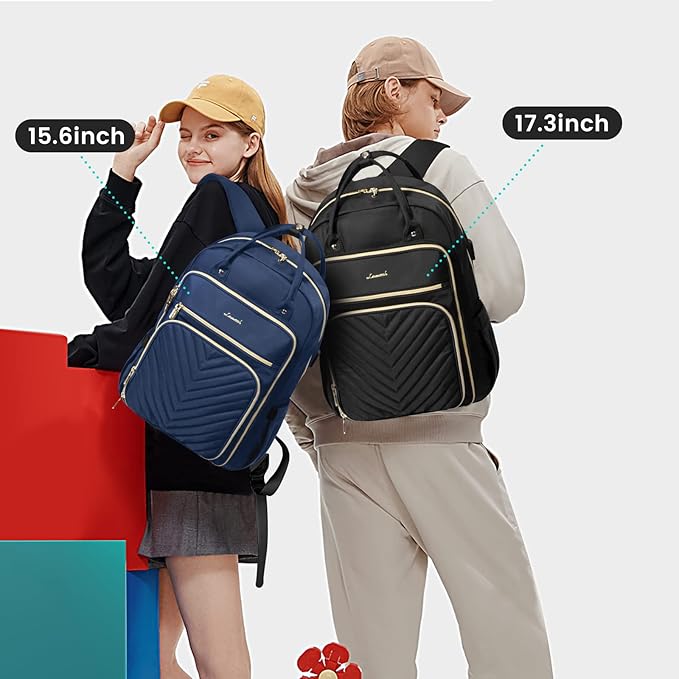 LOVEVOOK 17.3 Inch Laptop Backpack for Women,Fashion Work Backpack Purse for Women Men,Waterproof Travel Work Backpacks Purse for Teacher Nurse, Navy Blue.