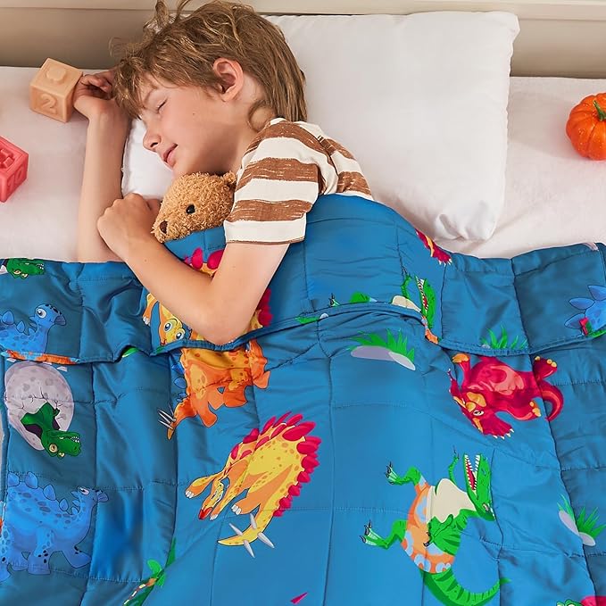 yescool Weighted Blanket 10 Pounds Cooling Weighted Lap Blanket, Dinosaur Heavy Blanket for Sleeping, Weighted Throw Blanket Gifts for 80-110lbs, 40" x60