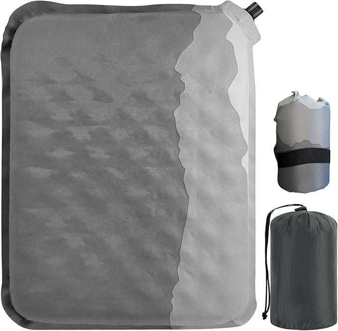 Stadium Seat Cushion Self-Inflating - Portable, Lightweight, Waterproof Inflatable Seat Cushion Foam Pad for Bleacher Seat, Airplane Travel, Car, Office Chair, Sports Events, Outdoor Camping