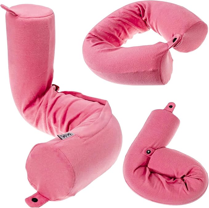 Dot&Dot Twist Memory Foam Travel Pillow for Airplanes - Neck Pillow for Sleeping - Airplane Pillow for Neck Support, Chin, Lumbar and Leg - Bendable Neck Roll Pillow Travel Essentials