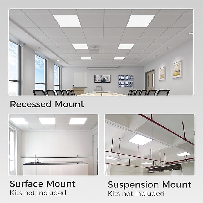 6 Pack 2x2 LED Panel Lights for Drop Ceiling, 0-10V Dimmable | 20/30/40W Selectable, 3000K/4000K/5000K Switchable, 120-277V, ETL Listed