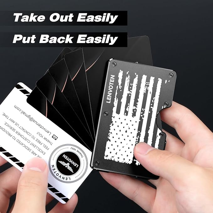 Lenvoten Upgraded Hinged Minimalist Wallet for Men | Slim Metal RFID Blocking Wallet | Credit Card Holder & Money Clip Holds 20 Cards | Premium Scratch-Resistant Finish | Ideal Gift for Men