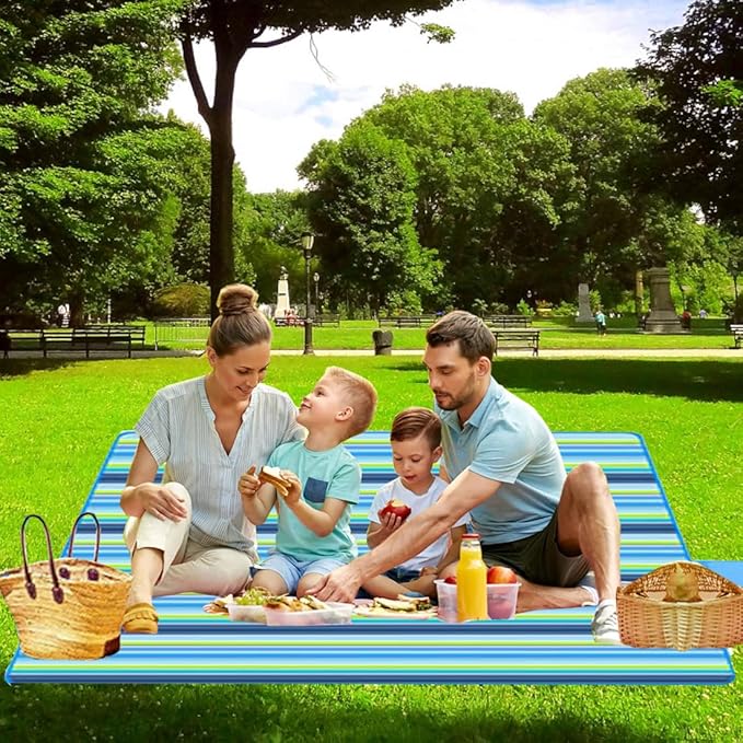 Picnic Beach Blanket, Picnic Mat 80x60in Waterproof Foldable, Family Mat, Portable Large Picnic Blankets for Travel, Hiking, Music Festival