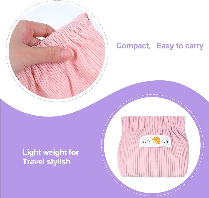 JIEYAO 6Pcs Corduroy Makeup Bags, Elastic Hair Tie Organizer Multicolor Storage Bag Daily Travel Organizer Bag Travel Makeup Pouch Portable Cosmetic Accessories Storage Multipurpose Pouches for Women