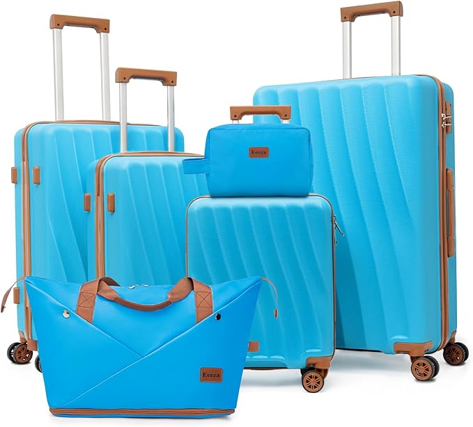 Luggage Sets 6 Piece Suitcases with Wheels,ABS Hard Case Suitcases with Spinner Wheels,Durable Travel Luggage(SkyBlue, 6 Piece Set(16"/20"/24"/28))