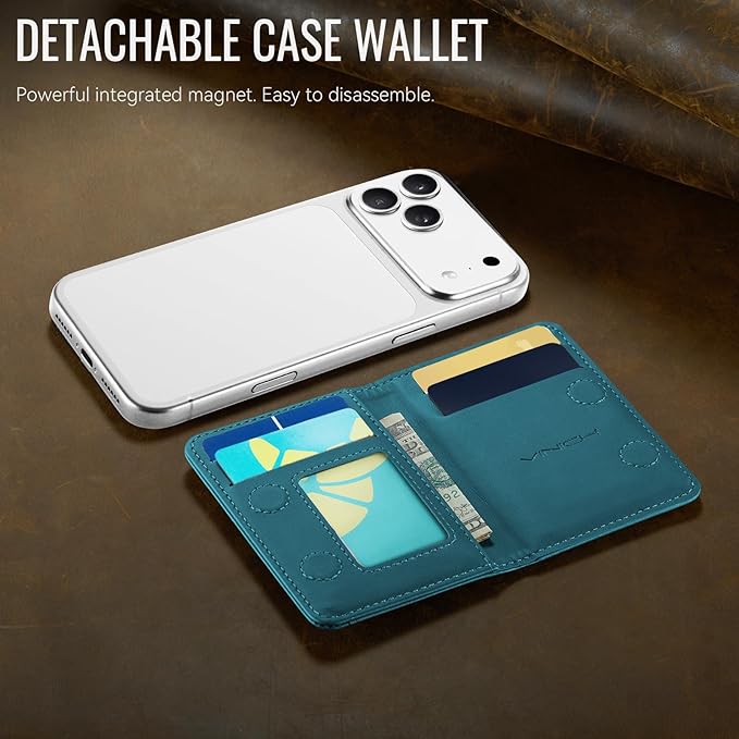 Vinich for MagSafe Wallet Magnetic RFID Blocking Card Holder Compatible with MagSafe Phones and Cases, Strong Magnet Minimalist Phone Wallet for iPhone 17/16/15/14/13/12/Pro/Max/Plus, Vintage Green