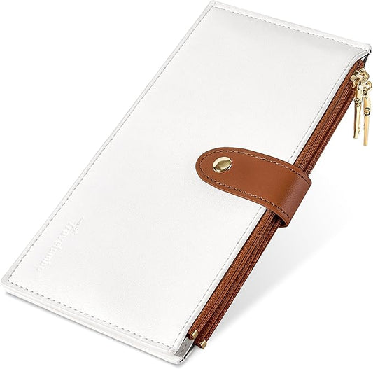 Travelambo RFID Wallet Women Large Size Bifold Multi Card Wallet Case with Zipper Pocke Credit Card Holder for Women