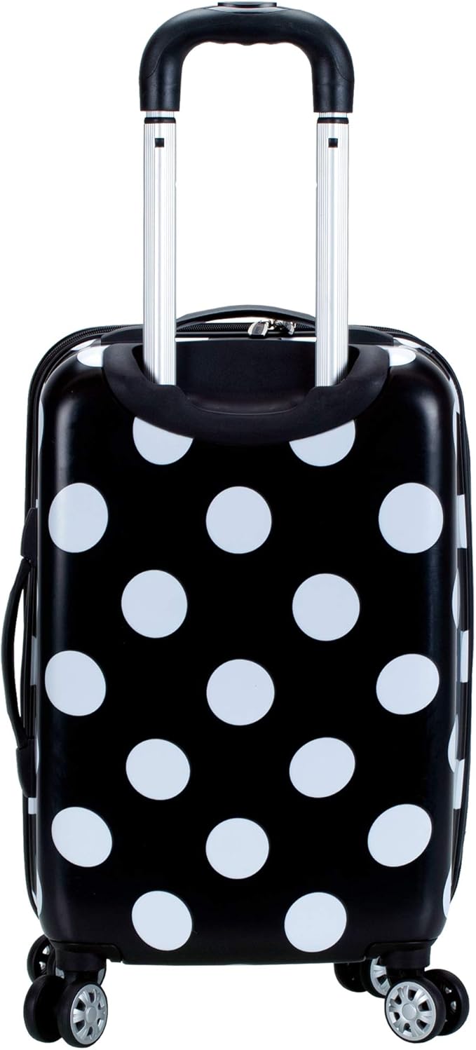 Rockland Laguna Beach Hardside Spinner Wheel Luggage, Black Dot, 3-Piece Set (22/24/28)