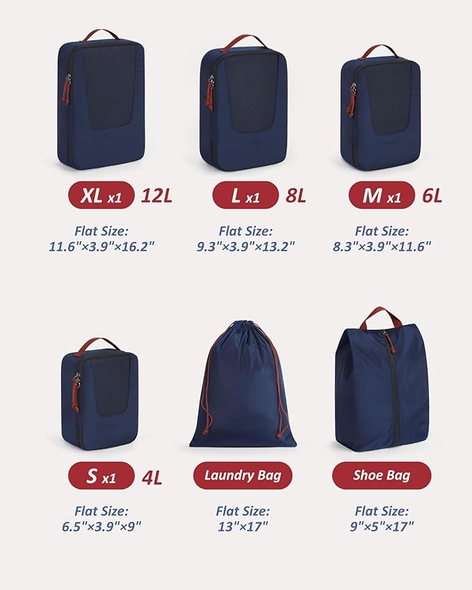 BAGSMART Compression Packing Cubes for Travel, 6/5/4set Lightweight Packing Organizers, Summer Travel Essentials Suitcase Organizer Bags Set