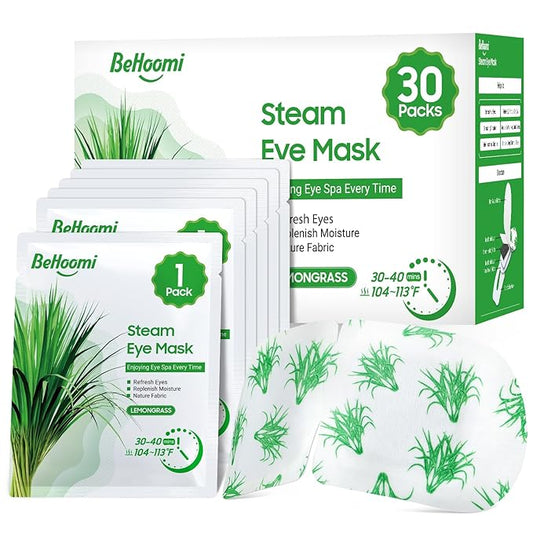 30Packs Steam Eye Mask, Heated Eye Mask Warm Compress for Eyes, Self Heating Disposable Steam Mask for Home Sleep, Spa, Travel Essentials & Relaxation Gifts, Stocking Stuffers (Lemongrass)