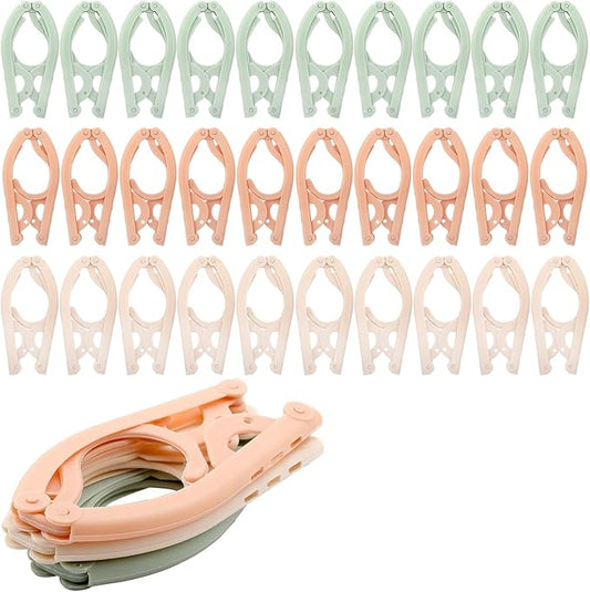 30Pcs Travel Hangers, Portable Foldable Hangers & Collapsible Hanger Organizer, Camping, Flying Essentials, Space-Saving Folding Clothes Hangers for Suitcase, RV & Travel ﻿