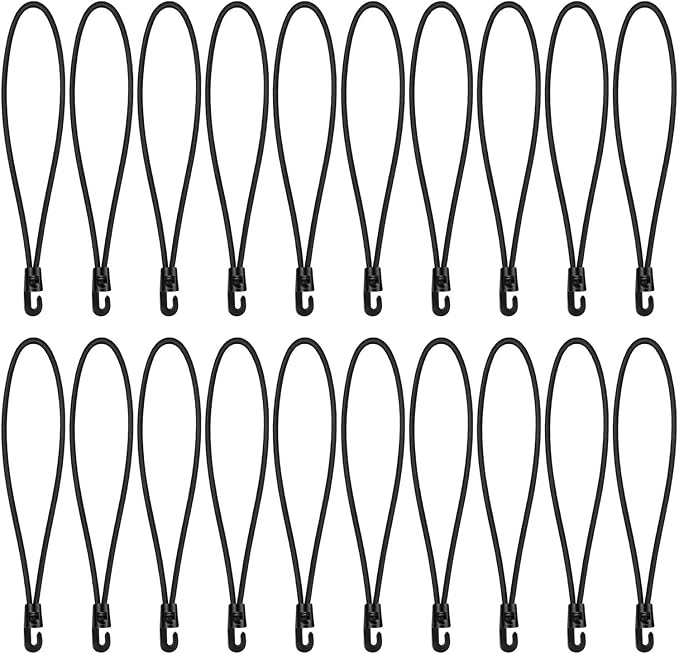 20Pcs Bungee Cord Expander Tarpaulin Tensioner Straps Strong Elastic Tie Down Rope with Hook for Camping Tarps Tents