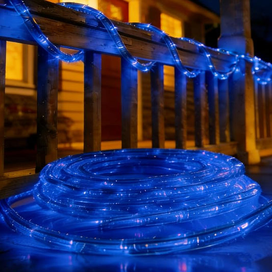 Blue LED Rope Light, 20Ft LED Strip Lights Outdoor Waterproof Decorative Lighting for Indoor/Outdoor Decorations, Deck, Patio, Party and Bedroom Decorations