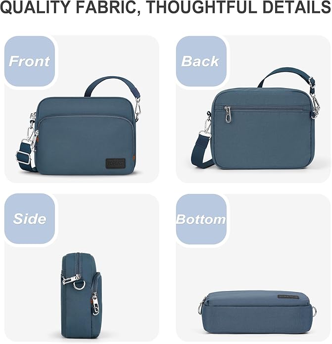 TOPEAST Anti-Theft Crossbody Travel Bag for Women Men, Lightweight Shoulder Bag Classic Design for Trip, Daily Use, Sport
