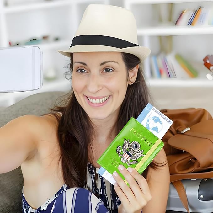 Premium Passport Holder for Travel, RFID Blocking Passport Cover Slim, Durable & Travel-Friendly, Passport Wallet Keep Your Documents Safe & Organized (Green)