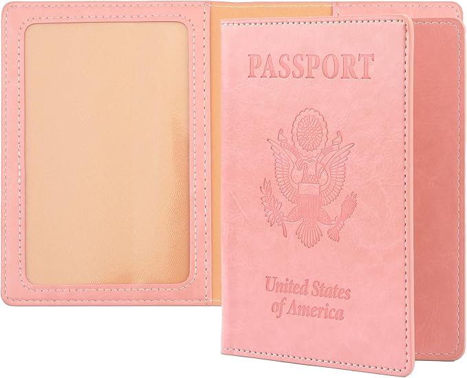 Passport Holder, Pink Passport Holder for Women, Travel Passport Wallet, 1 Pack Slim Passport Cover Travel Must Haves, Pu Leather Passport Case Protector International Travel Accessories