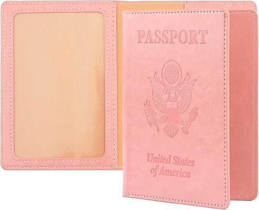 Passport Holder, Pink Passport Holder for Women, Travel Passport Wallet, 1 Pack Slim Passport Cover Travel Must Haves, Pu Leather Passport Case Protector International Travel Accessories