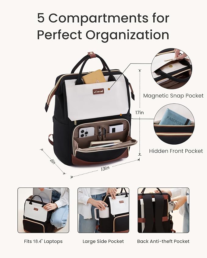 LOVEVOOK Laptop Backpack for Women with Giant Tumbler Holder Pocket, 18 inch Travel Work Bag Purse for Nurse Teacher, Waterproof Casual Daypack Bookbag for College Business
