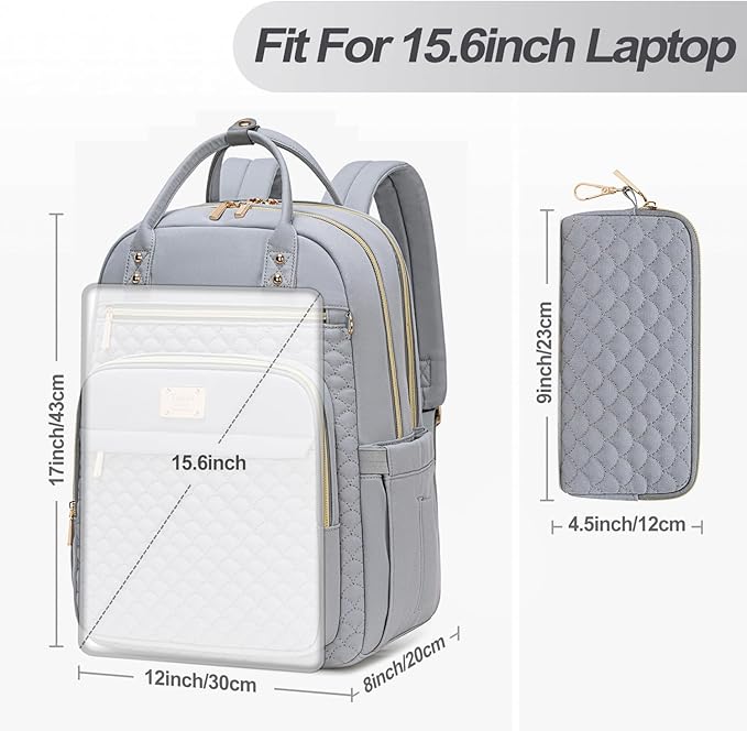 Tealari Laptop Backpack for Women,15.6 Inch Laptop Backpack for Work,Water Resistant Travel Backpack,College Bookbag with Wallet