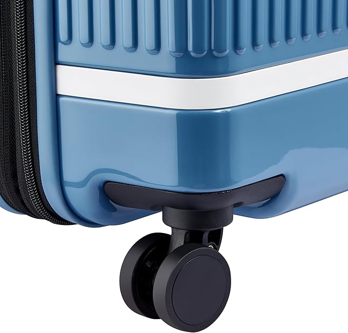florence by mills Spin Me Away Hardside Expandable Luggage with Spinner Wheels, Zinc Blue, Checked-Medium 24 Inch