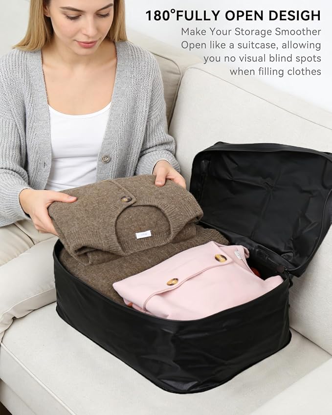 41L Travel Vacuum Bags with Pump, 180° Open,Compression Bags for Travel Luggage, Reusable IP67 Waterproof Vacuum Seal Packing Cubes for Carry On Suitcase and Backpack (3PC + Pump)