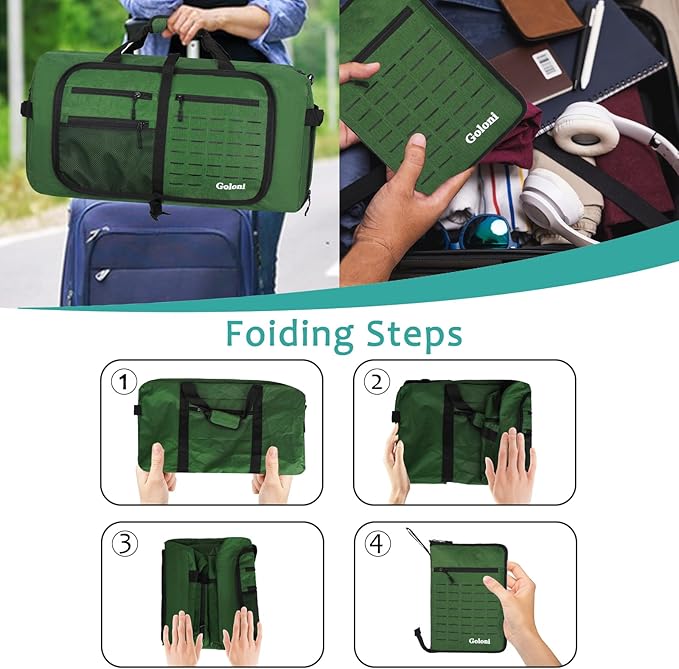 Foldable Travel Duffle Bag for Men Women, Waterproof with Shoe Compartment, 80L 120L Large Collapsible Luggage Bag, Lightweight Packable Duffel for Travel Sports Gym Airline Carry On Checked Bag